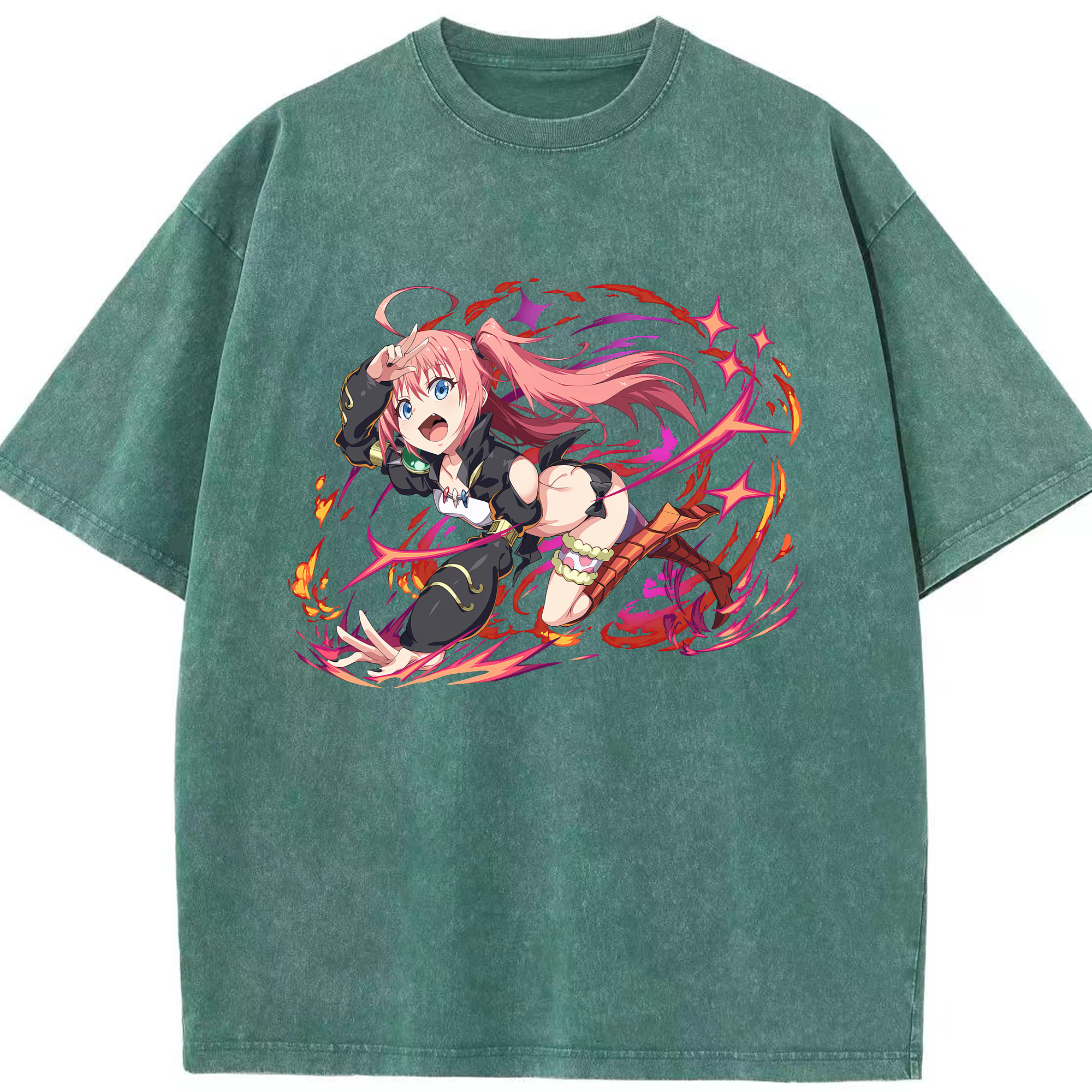 （画像用） 転スラ Regarding Reincarnated to Slime 綿100% ヴィンテージ風 半袖Tシャツ（フロントプリント）